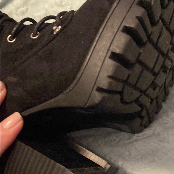 Charlotte Russe Black Suede Lace-Up Boots - Picture 7 of 7